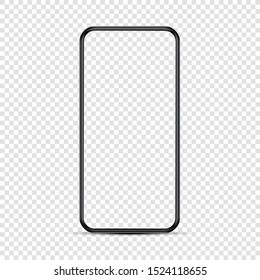 Smartphone mockup frameless blank screen frameless design, back and front position - isolated on transparent background vector eps 10