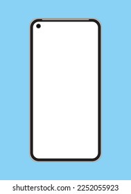 Smartphone mockup frameless blank screen frameless design. Mobile phone icon on blue background vector illustration. Flat Icon Mobile Phone, Handphone. Smartphone mockup innovative future technology