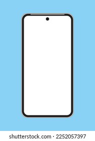 Smartphone mockup frameless blank screen frameless design. Mobile phone icon on blue background vector illustration. Flat Icon Mobile Phone, Handphone. Smartphone mockup innovative future technology