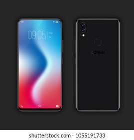 Smartphone mockup front and back for technology advertising easy place demo games or application onscreen. Vector illustration. 