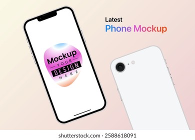 Smartphone mockup front and back view latest phone mobile screen template isolated background