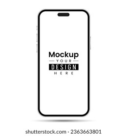 Smartphone mockup front view silver color iphone mobile screen mockup template and isolated background