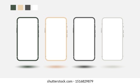 Smartphone mockup green grey gold and white colours for easy place demo on mobile screen. Vector illustration object for technology communication and applications.