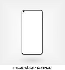 Smartphone mockup with hole in display. Modern front camera design svg