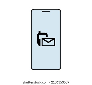 Smartphone mockup with icon email, mobile On a white background. Modern digital communication device technology. Vector illustration EPS10