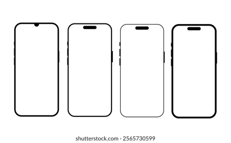 Smartphone Mockup, icon Mobile phone display, device blank screen. Vector illustration