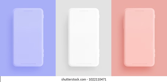 Smartphone mockup isolated realistic design. Pink Mobile phone, template modern gadget. vector illustration