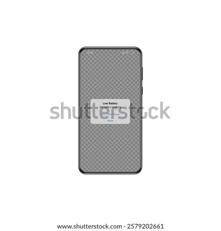 Smartphone mockup with low battery