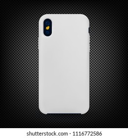 smartphone mockup matte white iPhone, back and on background. stock vector illustration eps10