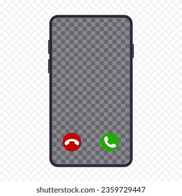 Smartphone-Modell mit mobiler Schnittstelle für eingehende Anrufe. Vektorgrafik.