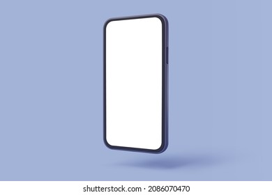 Smartphone mockup. mobile phone with blank screen isolated on blue. Eps 10 Vector.