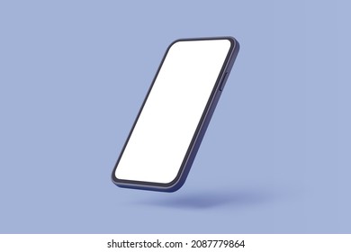 Smartphone mockup. mobile phone with blank screen isolated on blue. Eps 10 Vector.