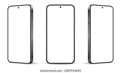 Smartphone mockup. Mobile phone isolated on white background.