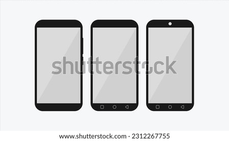 smartphone mockup. mobile phone vector Isolated on White Background. device UI UX mockup. with 3 different types. Vector illustration