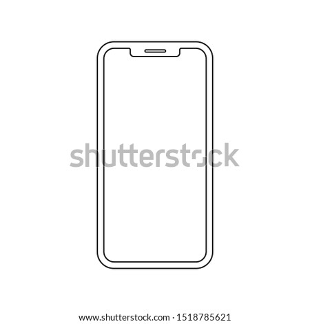 Smartphone mockup modern linear design on white background. Mobile phone smartphone device gadget. Mobile phone line isolated icon. EPS 10