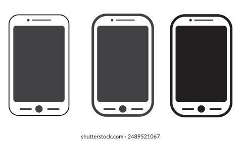 Smartphone mockup. Phone with Black, White and Transparent Screen. Cell Phone with different Screens. Template mockup smartphone in realistic design. Vector illustration.