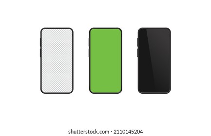 Smartphone mockup for place demo on mobile screen, Blank screen, Green screen, Black screen
