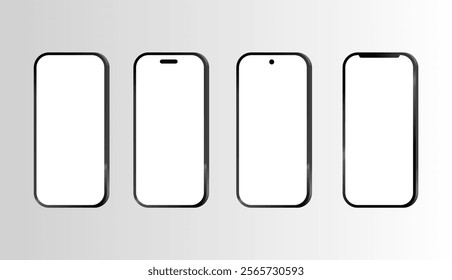 Smartphone Mockup, Realistic Mobile phone display, device blank screen. Vector illustration