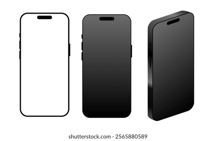 Smartphone Mockup, Realistic Mobile phone display, device blank screen. Vector illustration