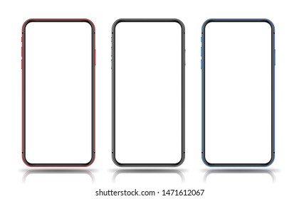 El teléfono inteligente se burla de los colores azul negro rojo para una demostración fácil en la pantalla móvil. Objeto de ilustración vectorial para comunicaciones y aplicaciones de tecnología.