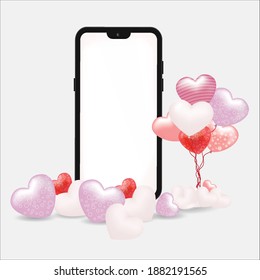 smartphone mockup with romantic theme suitable for valentine