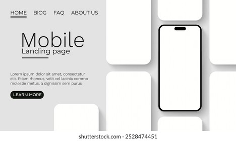 Smartphone mockup, set 3d phone, white background. Vector illustration 