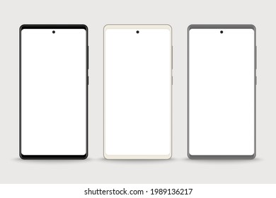 Smartphone mockup set with blank screen vector, Mobile phone for web, inforgraphics or presentation, Template for advertising