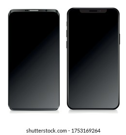 Smartphone mockup set. Easy place image into screen. Vector illustration for printing and web element, Game and application mockup.