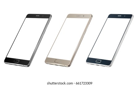 Smartphone mockup set. Easy place image into screen. Vector illustration for printing and web element, Game and application mockup.