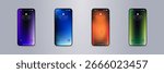 Smartphone mockup set with gradient lock screens