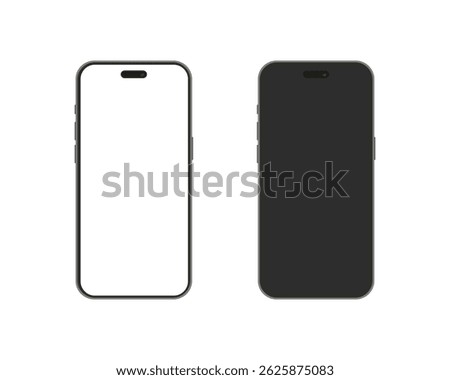 Smartphone mockup set. Mobile phone vector isolated on white background. Device front view.