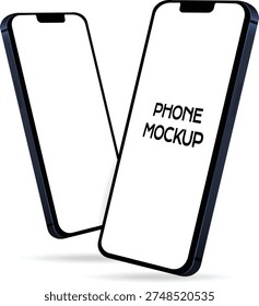 Smartphone Mockup Set. Realistic Mobile Phone Front, Angled Views with Transparent Screen for App Design, UI Presentation, Website Showcase, Advertising, Branding, Technology Concepts, Product Display