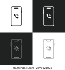Smartphone mockup set with transparent screen isolated on white background, detailed mobile phone mockups, black models smartphone template front view, model 2D mobile phone