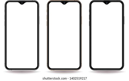 Smartphone mockup set vector illustration for technology advertising element and easy place demo on screen.