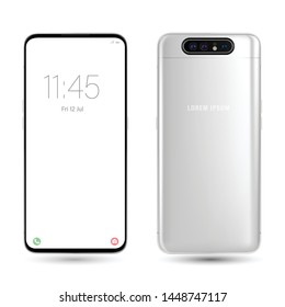 Smartphone mockup silver colour vector new realistic mobile phone smartphone collection  mockups easy place demo on  screen vector illustration for printing game and web element.