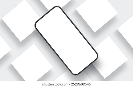 Smartphone Mockup With Square Social Media Posts, Blank Template For Showing Your Designs. Vector Illustration