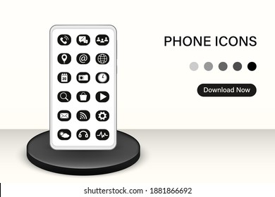 Smartphone mockup technology concept with phone icons , Mobile phone for web, inforgraphics or presentation