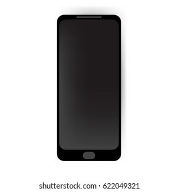 Smartphone mockup template in flat design style isolated on white background. Black mobile phone digital gadget for web design, ui, ux, app and infographics presentations. Vector illustration eps10.