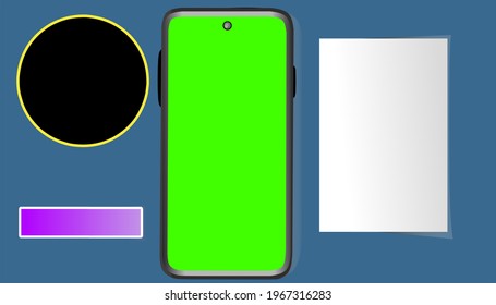 Smartphone mockup template with green screen for vertical video frames 