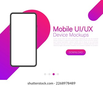 Smartphone mockup. Template for infographics or presentation UI design interface. Cellphone frame with blank display