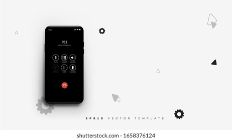 Smartphone mockup template for mobile app showcase. Full editable vector design elements for mobile application presentation.