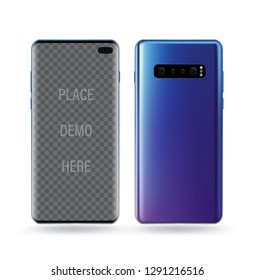 Smartphone mockup Transparency screen for easy place demo in to screen. Vector illustration for technology.