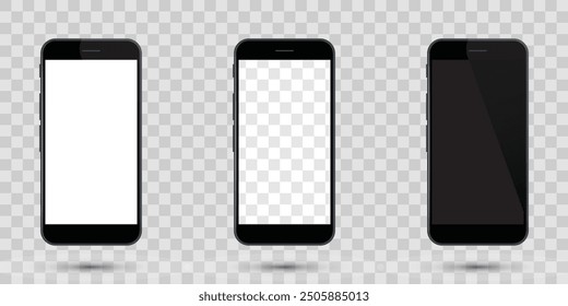 Smartphone mockup with transparent background. web design, app previews, advertising, or even social media posts. Vector illustration concept.