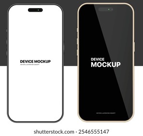 Smartphone mockup with transparent background. web design, app previews, advertising, or even social media posts. Vector illustration concept.