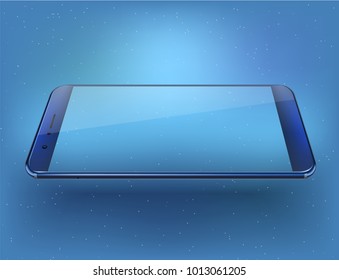 Smartphone mockup transparent display screen easy place demo on screen. Vector illustration for technology.