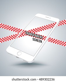 Smartphone mock-up transparent screen. Vector illustration.