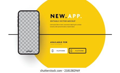 Smartphone mockup vector infographic template, layout for mobile device app promotion, cellphone illustration, creative business graphics for corporation selling electronics 