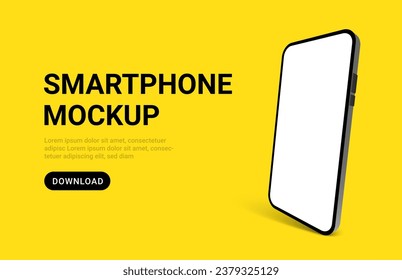 Smartphone mockup vector screen cell phone 3d. Smart phone mockup background isolated template