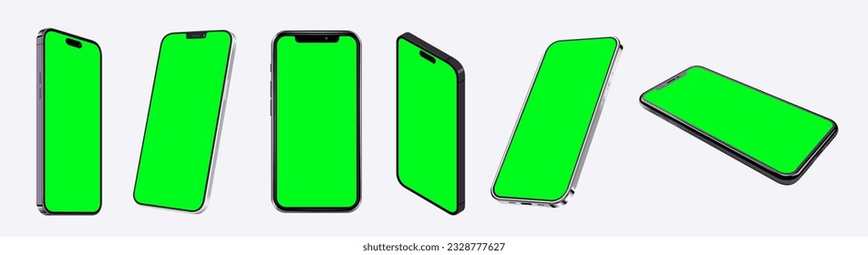 smartphone mockup vector set collection of various sides, with realistic view, smartphone top view, side view. looks crooked. for banner elements, website banners, posters and other print media