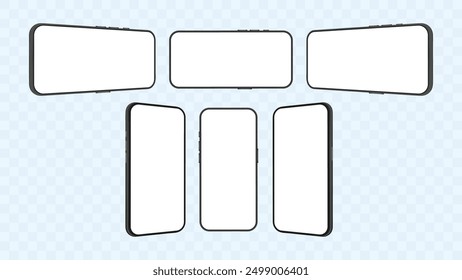 Smartphone Mockup Vector Templates - Horizontal, Vertical, Front, Perspective Side View and Multiple Angles with Editable Screen